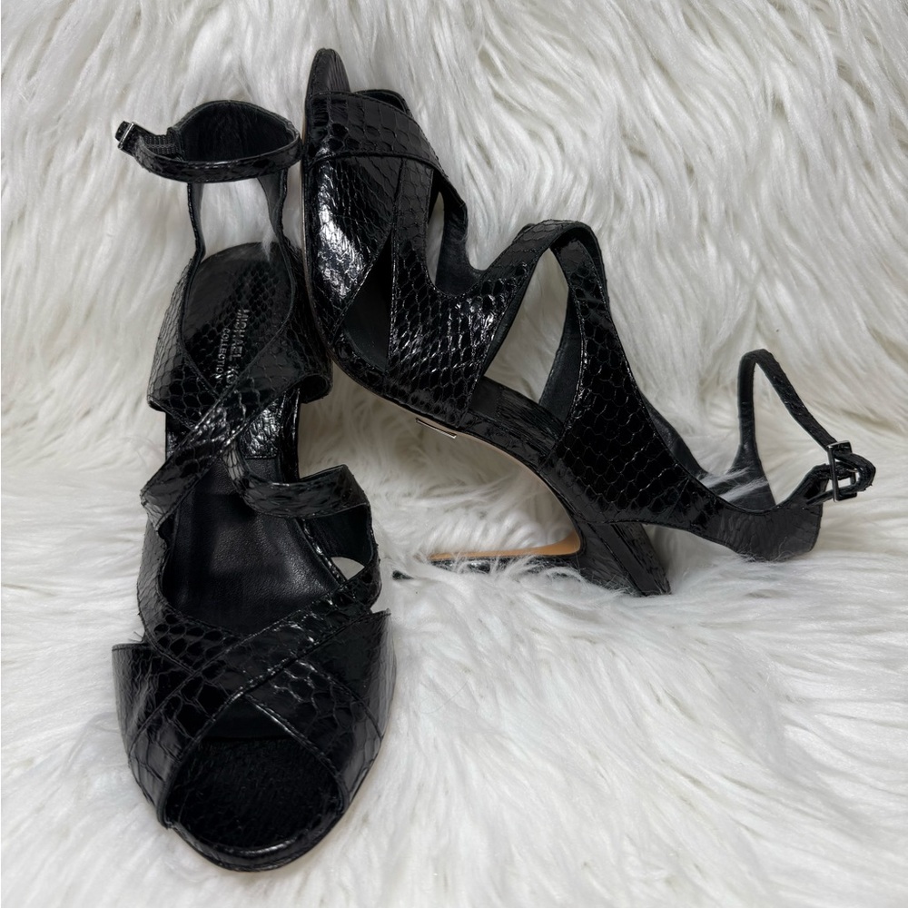 Michael Kors Collection Snakeskin
Animal Print Sandals Black Sz 37